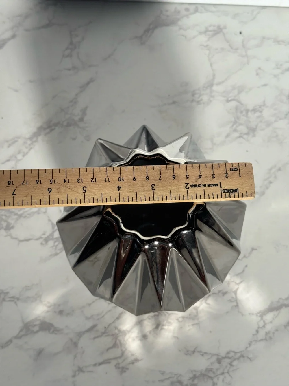 CB2 Black and Silver Faceted Ceramic Vase